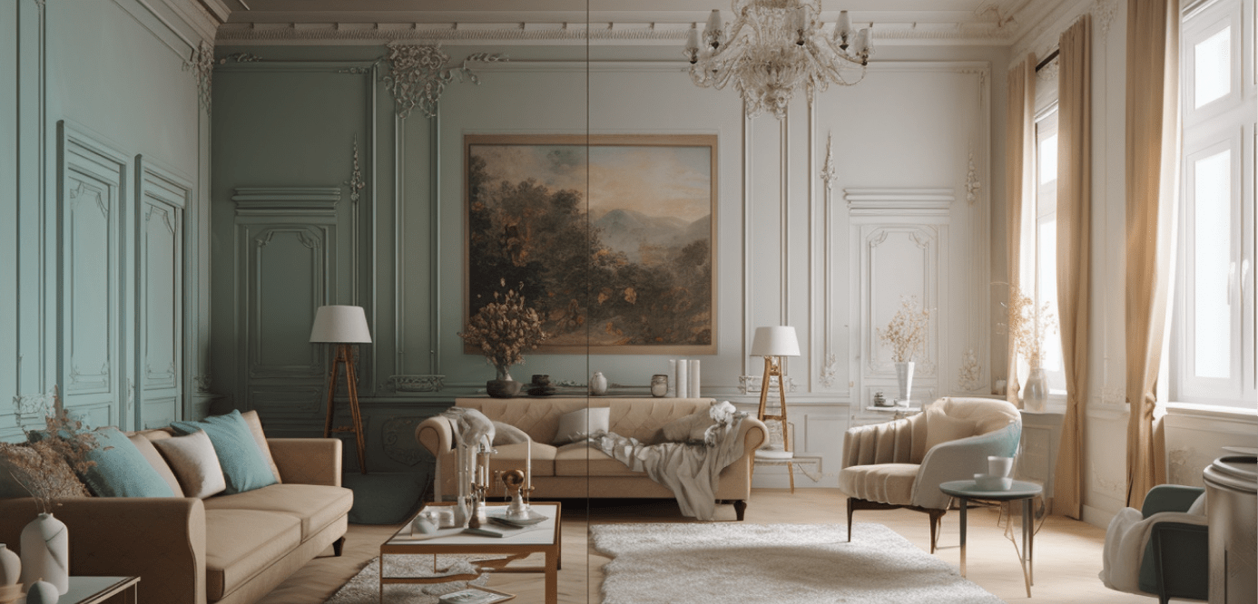 Modern living room with beautiful paint colors